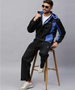 Go Hike Black & Blue Stylish Raincoat Set for Men