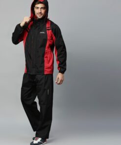 Go Hike Black Red Stylish Raincoat Set for Men