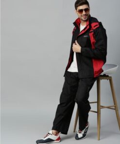 Go Hike Black Red Stylish Raincoat Set for Men