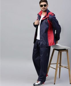 Go Hike Navy & Red Stylish Raincoat Set for Men