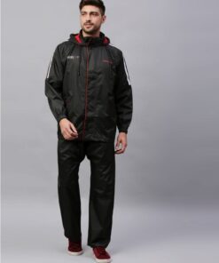 Midnight Black Red Stylish Raincoat for Mens