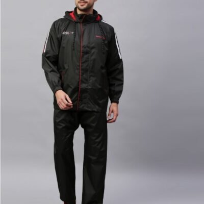 Midnight Black & Red Stylish Raincoat for Mens (Jacket+Pant) – Zeel