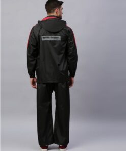 Midnight Black Red Stylish Raincoat for Mens
