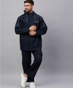 Navy & Blue Reversible Raincoat Set for Mens