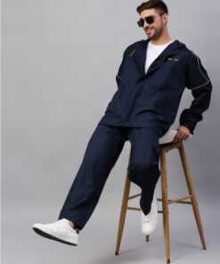 Navy & Blue Reversible Raincoat Set for Mens