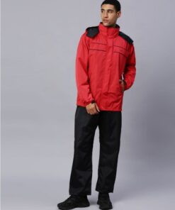 Stylish Paprika Red Color Raincoat Set for Men
