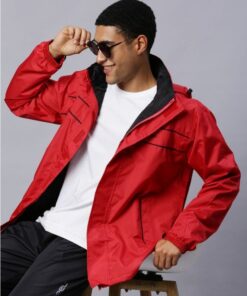 Stylish Paprika Red Color Raincoat Set for Men