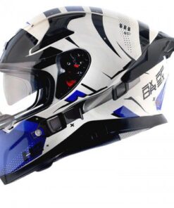 Apex Hex-2 White Blue Full-Face Helmet