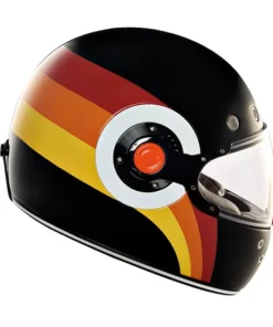 FF NH44 Lite Gloss Black and Orange Waves Helmet