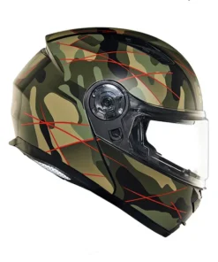 Modular Multi Camo Matt Black and Red Helmet