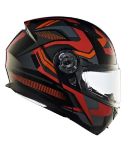 Modular Multi Rays Glossy Black and Red Helmet