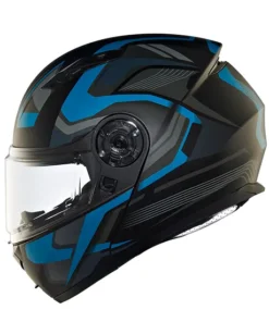 Multi Rays Matt Black and Blue Helmet