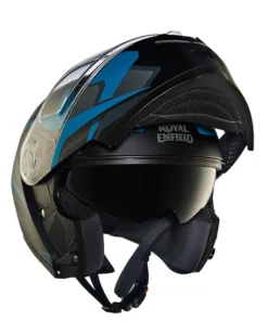 Multi Rays Matt Black and Blue Helmet