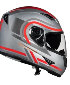 Stunner Dual Visor Gloss Silver Helmet