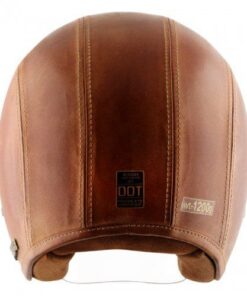 Retro Jet Leather Burnt Open Face Helmet