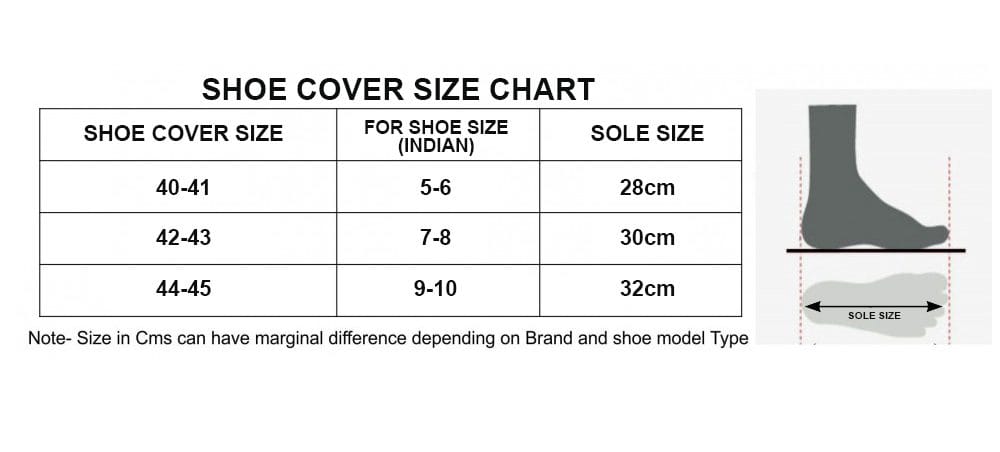 Shoe Cover Size Chart of Steelbird Shoe Cover Size Chart of Steelbird