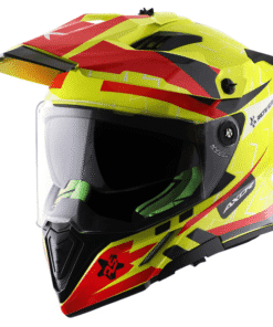 X-Cross Flash Neon Yellow Red Dual Visor Helmet