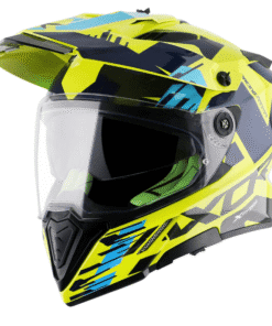 X-Cross X1 Neon Yellow Blue Dual Visor Helmet