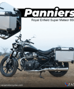 Panniers( 36 LTR ) Aluminium L-Flat Black With Frame For Super Meteor 650 1