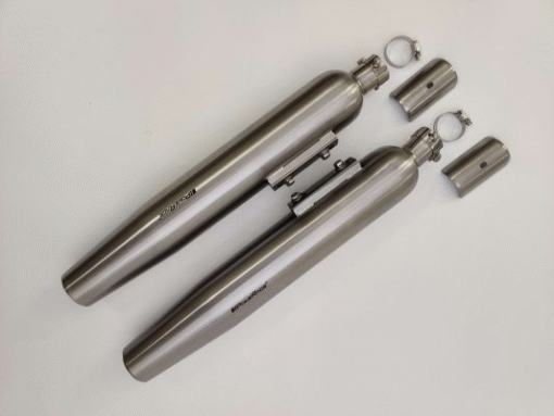 Powerage Slipon Exhausts for Super Meteor 650 – Brushed Steel Finish