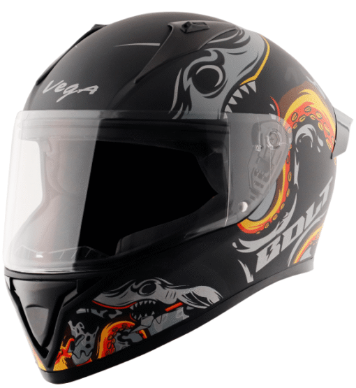 Vega Bolt Octopus Dull Black Orange Helmet