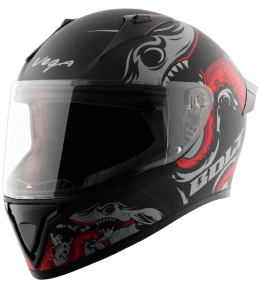 Vega Bolt Octopus Dull Black Red Helmet