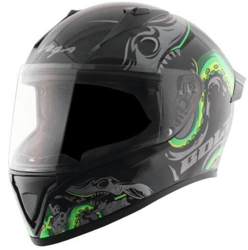 Vega Bolt Octopus Black Neon Green Helmet