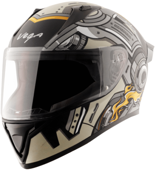 Vega Bolt Superhero Dull Black Grey Helmet