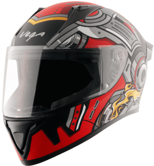 Vega Bolt Superhero Dull Black Red Helmet
