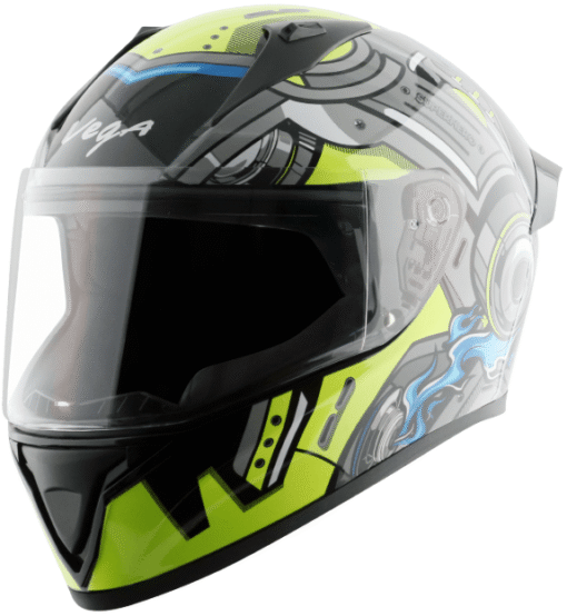 Vega Bolt Superhero Black Neon Yellow Helmet