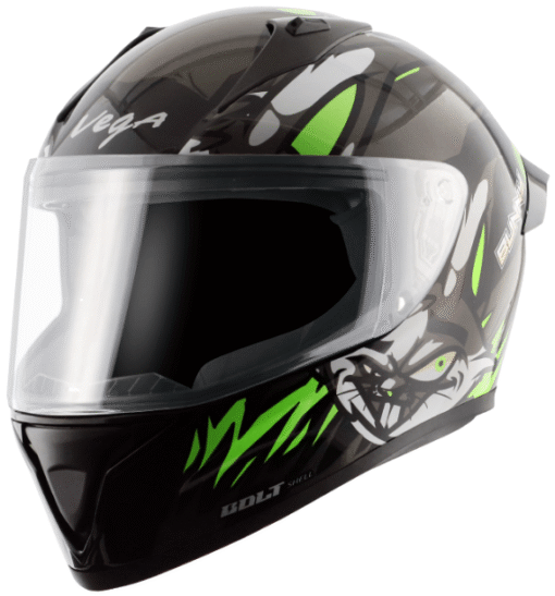 Vega Bolt Bunny Dull Black Green Helmet