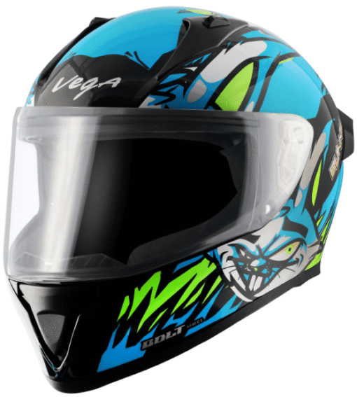 Vega Bolt Bunny Black Neon Blue Helmet