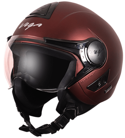 Vega Verve Open Face Dull Burgundy Helmet (ISI Certified)