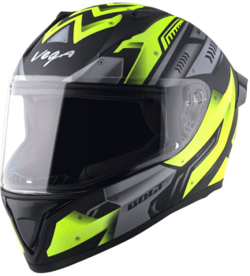 Vega Bolt Martial Dull Black Neon Yellow Helmet