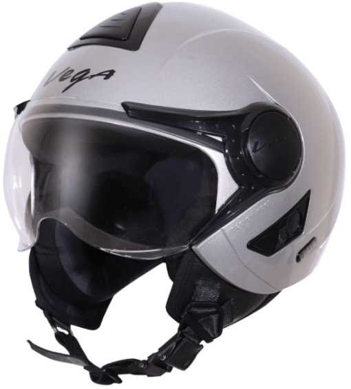 Vega Verve Open Face Silver Helmet (ISI Certified)