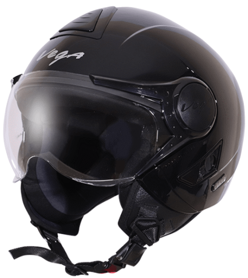 Vega Verve Open Face Black Helmet (ISI Certified)