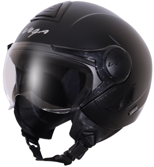 Vega Verve Open Face Dull Black Helmet (ISI Certified)