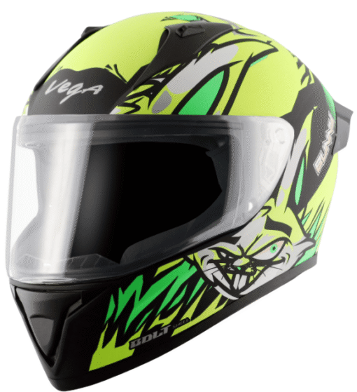 Vega Bolt Bunny Dull Black Neon yellow Helmet