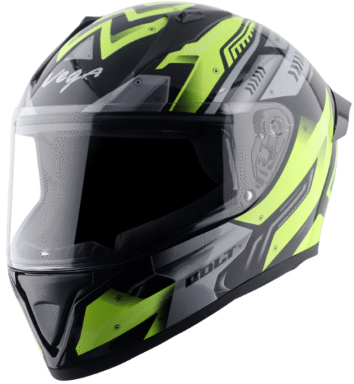 Vega Bolt Martial Black Neon Yellow Helmet