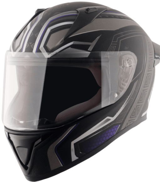 Vega Bolt Marvel Black Panther Edition Dull Black Silver Helmet