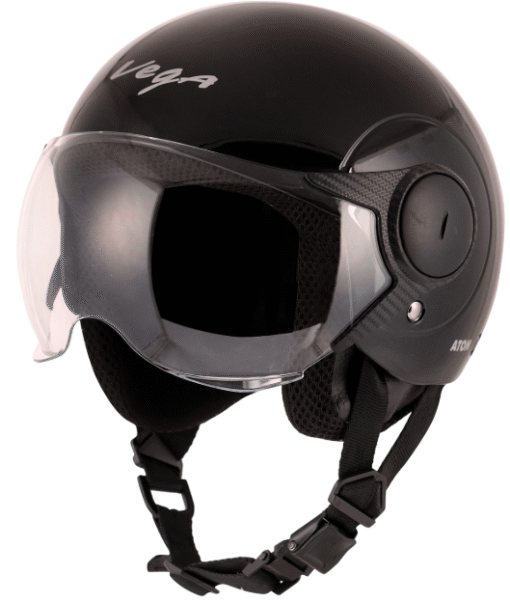 Vega Atom Open Face Black Helmet (ISI Certified)