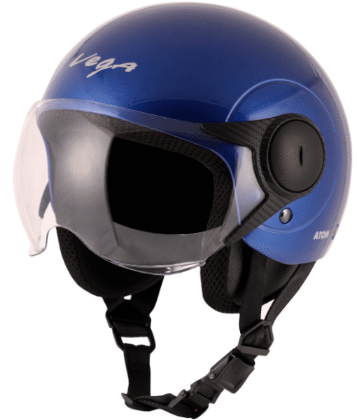 Vega Atom Open Face Blue Helmet (ISI Certified)