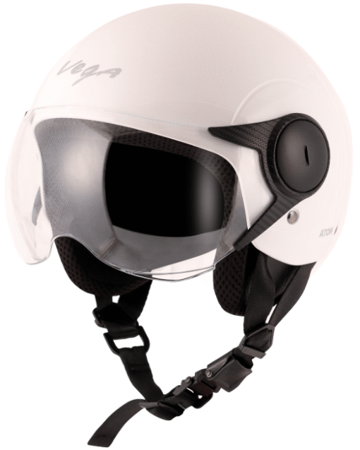Vega Atom Open Face White Helmet (ISI Certified)