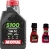 Motul 5100 4T 15W-50(1litre) + Engine Flush(50ml)+petrol System Clean(50ml)combo Technosynthese (semi Synthetic) (1 L)