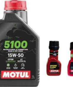 Motul 5100 4T 15W-50(1litre) + Engine Flush(50ml)+petrol System Clean(50ml)combo Technosynthese (semi Synthetic) (1 L)