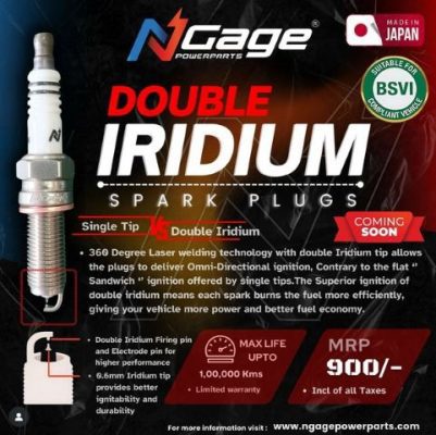 NGage Double Iridium Spark Plugs for RE Himalayan 450 – BN8RTIIA-9