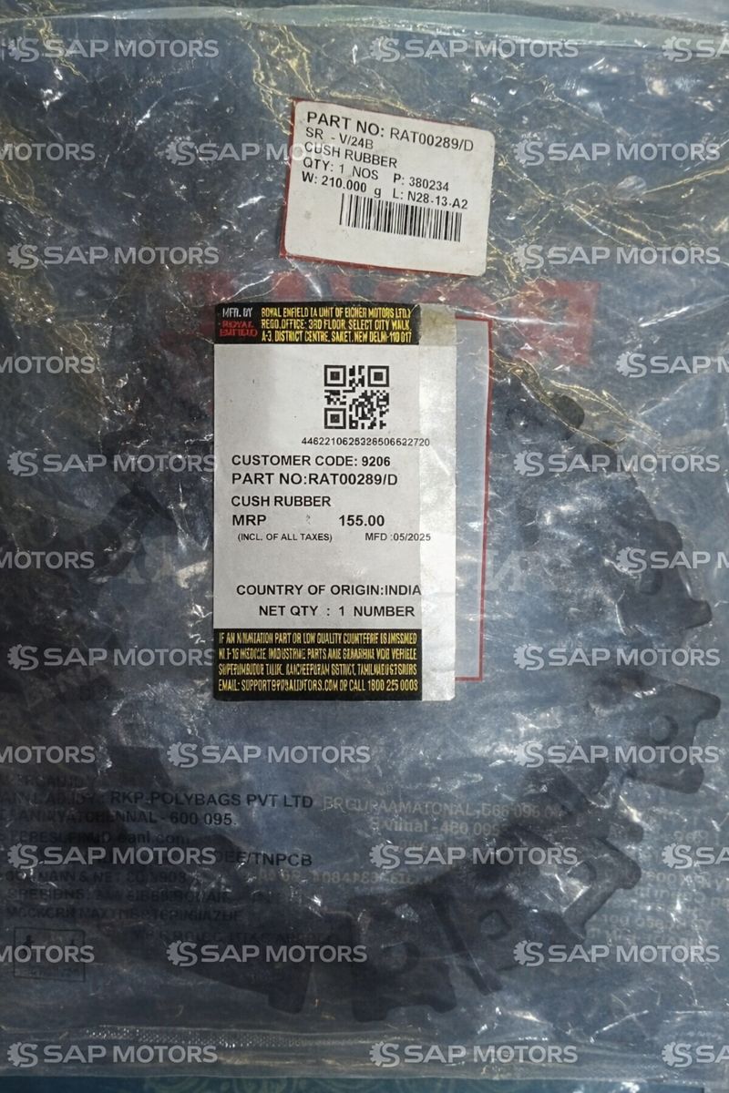RAT000289/D - Cush rubber for royal enfield & himalayan 450 (Rear Wheel)